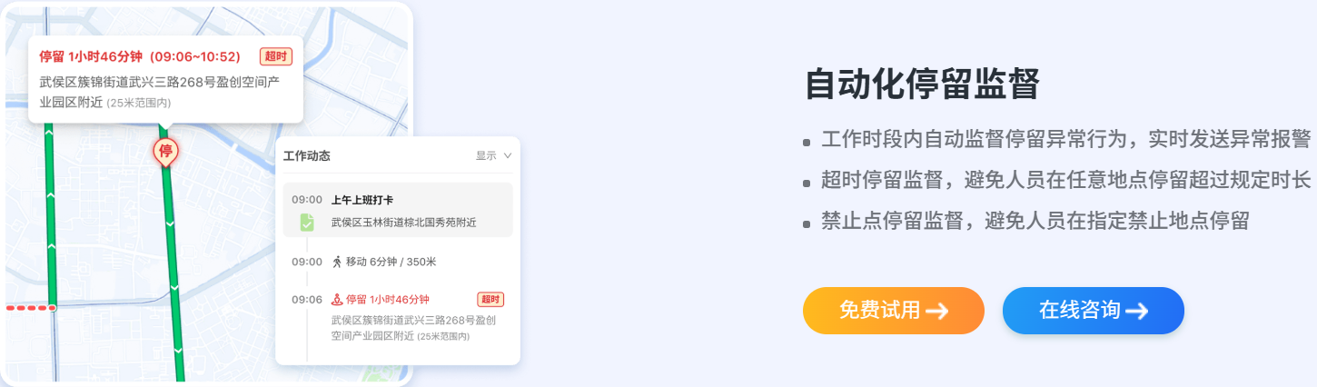 外勤业务员全天候轨迹追踪