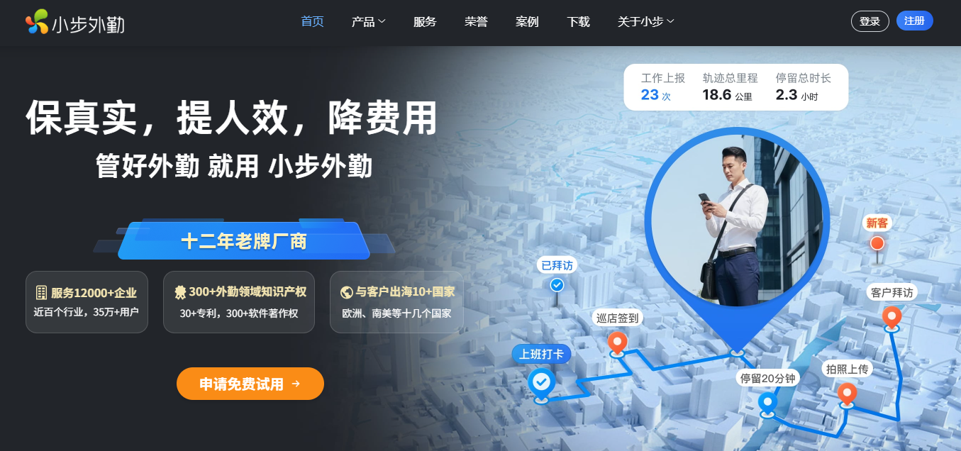 小步外勤低功耗定位技术示意图