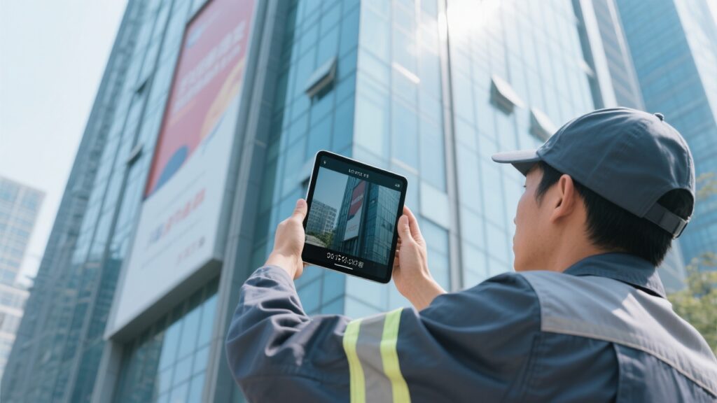 广告主更放心：楼宇广告维护外勤系统，上架拍照水印，保障投放