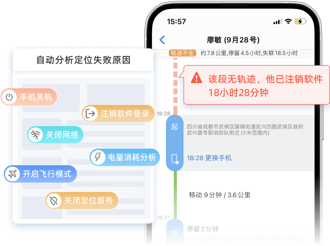 定位异常原因智能分析界面截图