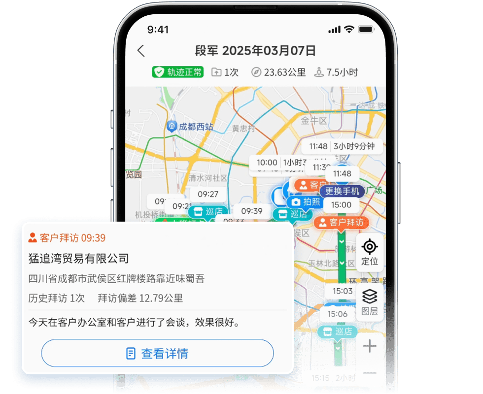 外勤人员行程记录展示图