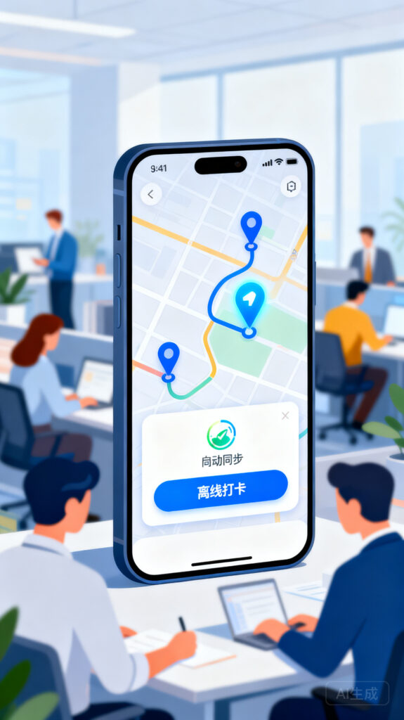 支持离线打卡、自动同步的移动办公定位软件