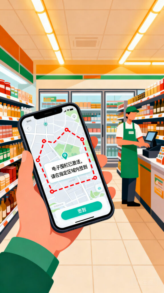 防止异地打卡：基于电子围栏技术的精细化巡店签到软件