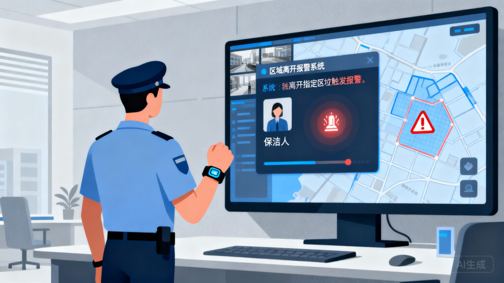 区域离开报警系统在安保、保洁、巡检行业的实战