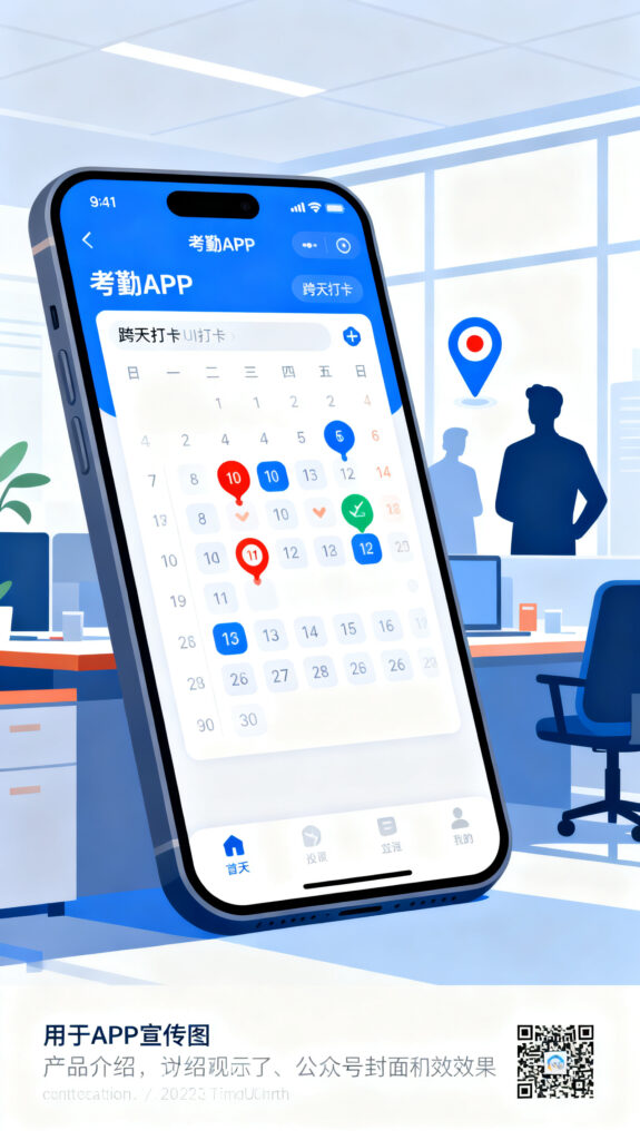 支持复杂排班、跨天打卡的手机定位考勤APP