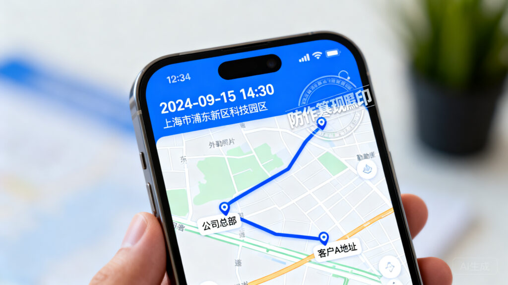 工作轨迹防造假：水印拍照+GPS双重验真