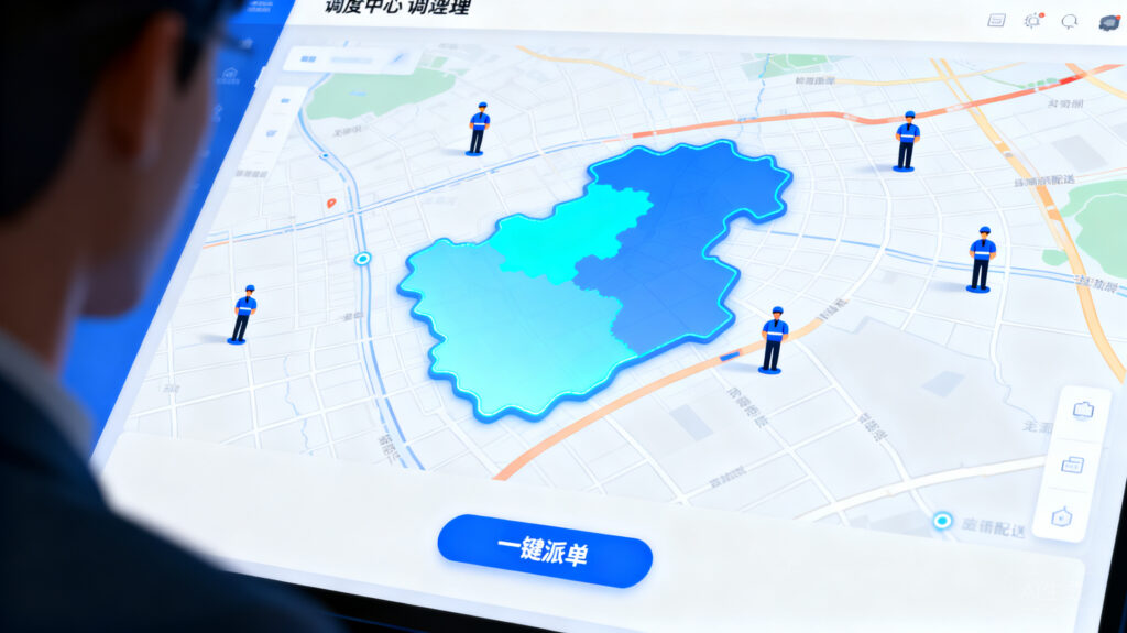 调度管理定位系统：支持地图圈选、一键派单