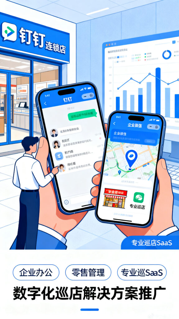 不只是通讯工具：钉钉/企微等可以巡店的软件与专业SaaS的差异