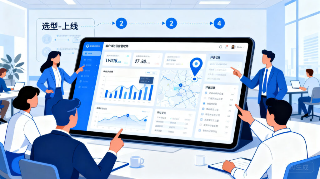 客户拜访信息管理软件怎么落地？从选型到全员上线的4个关键步骤