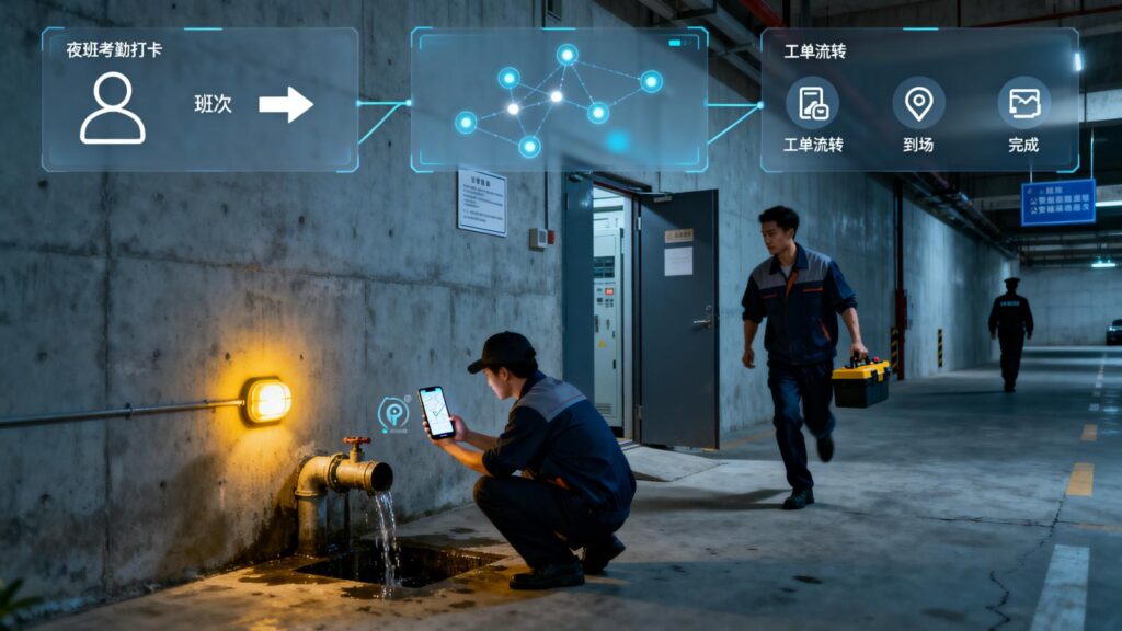 物业行业外勤管理：保安、保洁、维修多班组，轮班考勤与设施巡检怎么管？