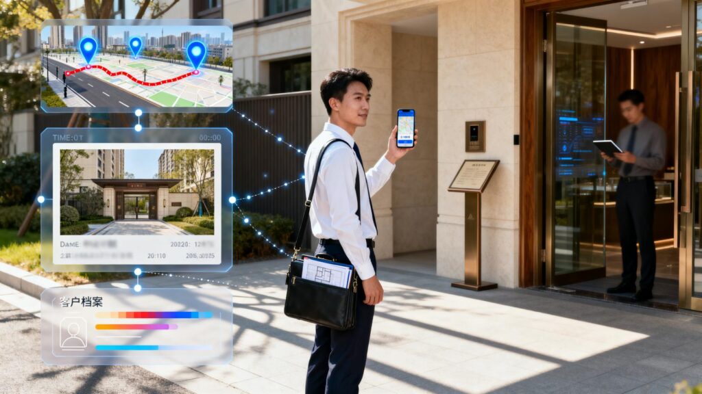 房产经纪人带看、案场外勤，行程与客户跟进怎么留痕？