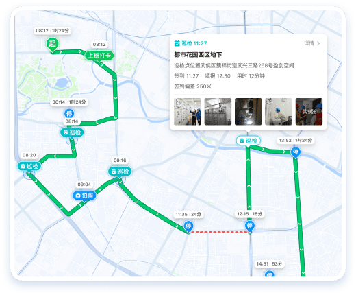 记录巡检轨迹,保障巡检区域无死角,线路不打折