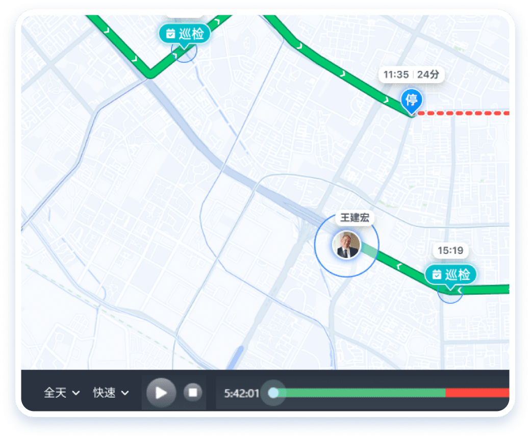 巡检轨迹回放,清晰还原实际巡逻路线